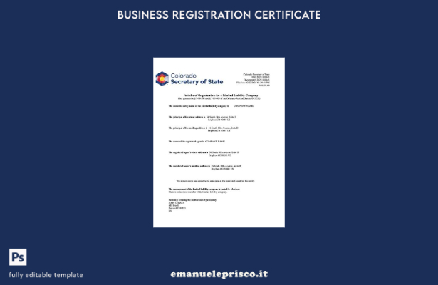 stile verificato Articoli dell'organizzazione USA Colorado Modello Word e PDF, m